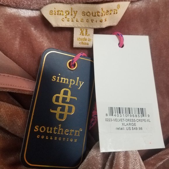 Velvet Crepe Dress Simply Southern XXL EUC - Picture 6 of 6